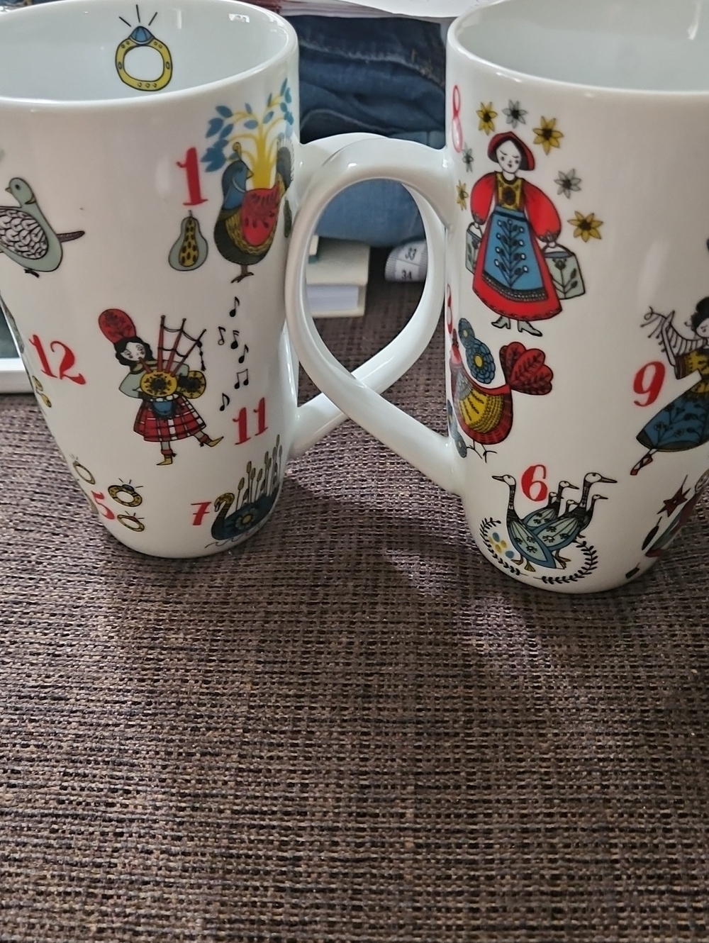 Now Designs White Twelve Days Of Christmas Porcelain Tea Coffee Mugs